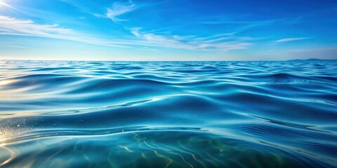 Gentle rippling waves on the surface of a translucent ocean, serene, peaceful, calm,blue, water, reflections, nature, tranquil
