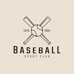 baseball line art logo icon and symbol minimalist game tournament vector illustration design.