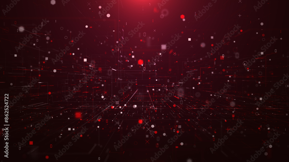 Poster technology digital data network and blockchain connection, digital cyberspace technology abstract ba