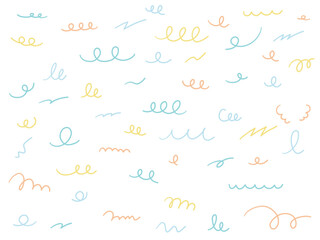 手描きの飾りイラストのベクターイラストセット　くるくる　手書き　落書き