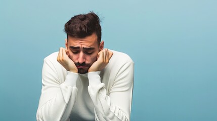 Fototapeta premium Sad man on isolated background