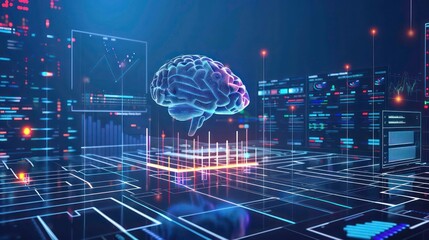 Business intelligence, data analytics and visualization concept. Machine learning, artificial intelligence (AI) and statistical model for predictive analytics and making effective business decision