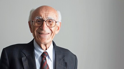 Detailed photograph of a glad individual in formal attire, their expression showing gratitude and relief, with a plain background accentuating the moment