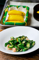 A serving of shrimp and okra