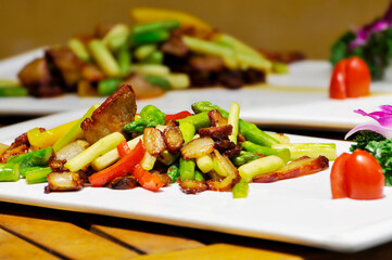 smoked bacon and vegetable,chinese food