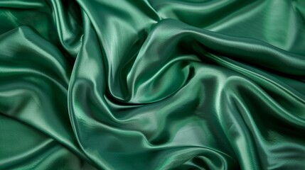 Obraz premium Luxurious green satin fabric texture with elegant drapes