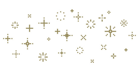 ドット絵　きらきらのかわいい背景装飾イラスト　光　ピクセル　パーティクル　星　輝き