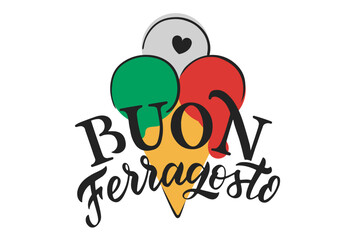 Hand drawn Buon ferragosto with lettering 