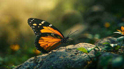 Obraz premium Cute butterfly cartoon on white background. 