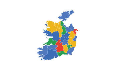 Ireland map isolated modern colorful style. for website layouts, background, education, precise, customizable, Travel worldwide, map silhouette backdrop, earth geography, political, reports.