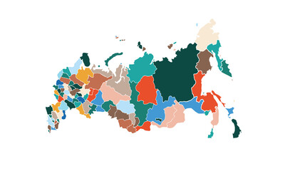 Map of russian federation  isolated modern colorful style. for website layouts, background, education, precise, customizable, Travel worldwide, map silhouette backdrop, earth geography, political.