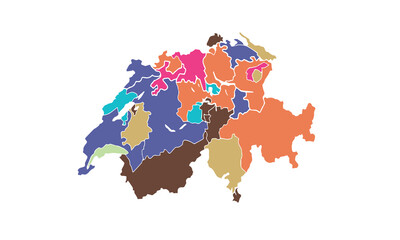 Map of Switzerland isolated modern colorful style. for website layouts, background, education, precise, customizable, Travel worldwide, map silhouette backdrop, earth geography, political, reports.