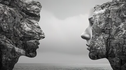 An image depicting the concept of conflict mediation, showcasing two opposing sides 