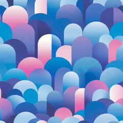 Obraz premium Abstract Geometric Landscape with Vibrant Blue and Pink Arches