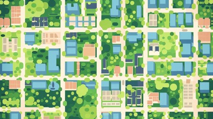 Fototapeta premium Urban Green Spaces and Residential Area Aerial View