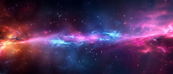 Fototapeta premium Stunning cosmic nebula with vibrant colors and shining stars in deep space, showcasing the beauty of the universe.