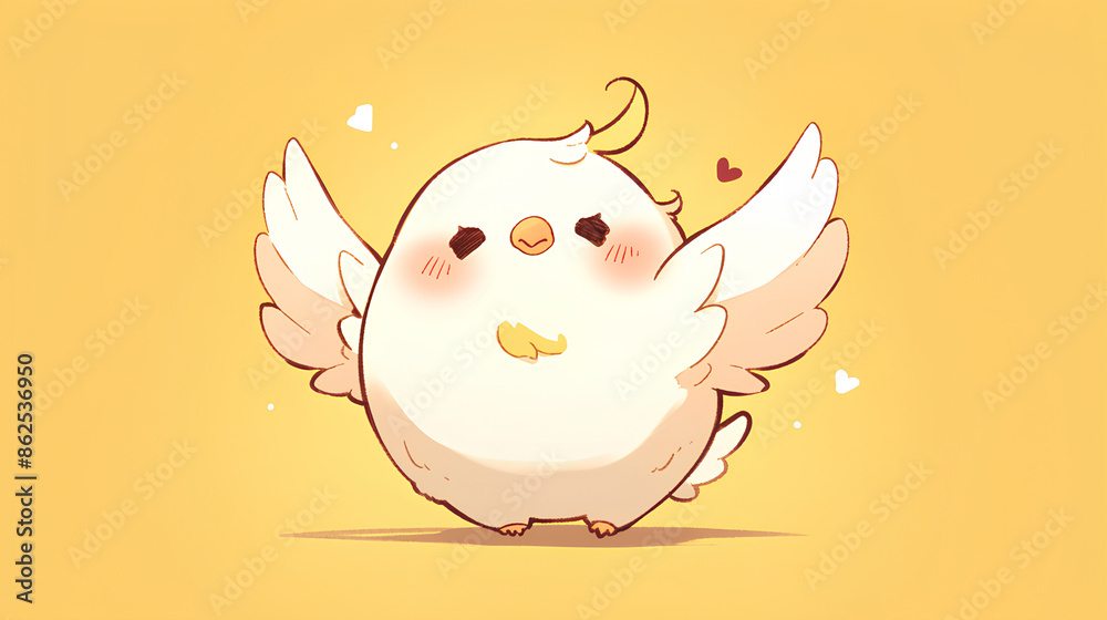 Poster Cheerful baby eagle anime on a simple background