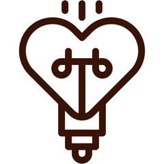 light, bulb, heart, love, romance Icon