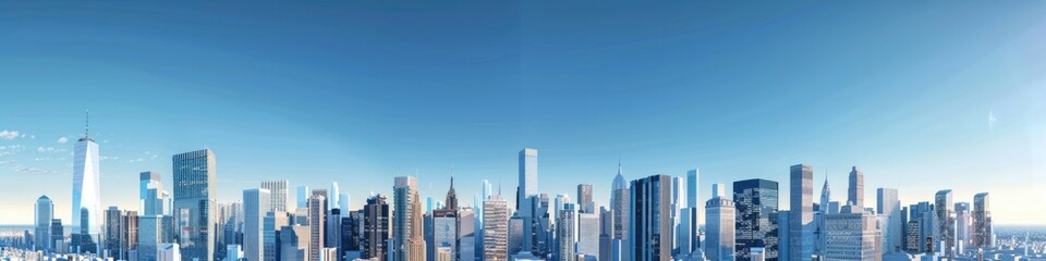 Fototapeta premium City Panorama. Modern Skyline with Architectural Landscape and Urban Skyscrapers in Daylight