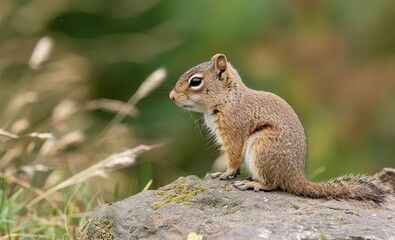 Obraz premium squirrel on the ground close up view 