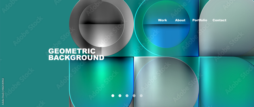 Aufkleber bright colorful squares with round elements minimal geometric background. vector illustration for wa