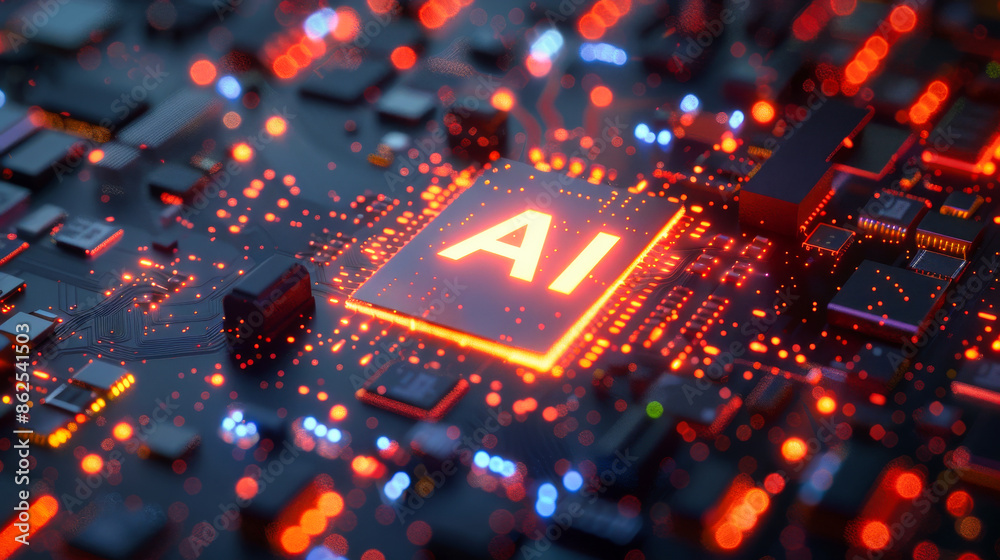Poster generic computer motherboard driven by an artificial intelligence processor