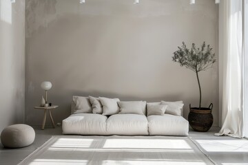 Bright Minimalist Living Room with Simple Decor and Clear Lighting