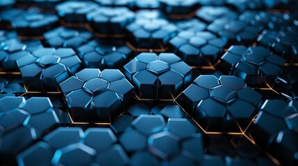 Obraz premium Abstract blue hexagonal pattern, futuristic, technology, digital, background, texture, 3D, design.