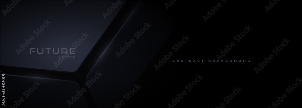 Aufkleber black 3d elegant futuristic technology background with future design concept. dark abstract modern w