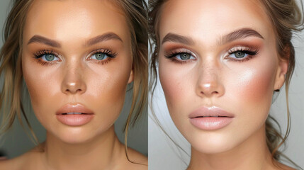 A makeup artist live contouring tutorial.