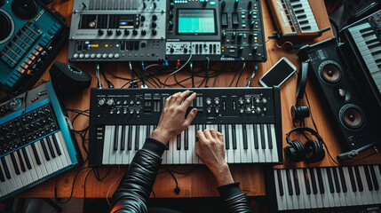 A musician promoting new music equipment.