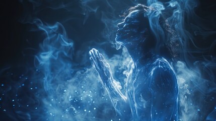 Blue Hologram Singing Figure