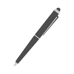 Ballpoint black pen on a white background. Vector illustration in flat style.