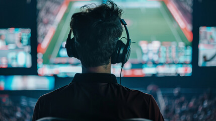 A sports coach analyzing game strategies live.