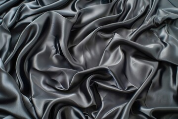 Fototapeta premium Luxurious gray silk fabric texture with elegant drapery folds
