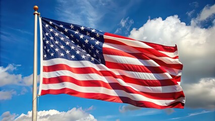 Fototapeta premium Close up view of a flag waving in the wind, flag, patriotism, fabric, country, national, symbol, emblem