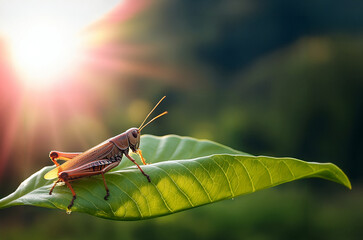 Grasshopper on leaf