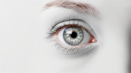 A captivating image of a white eye, captured in exquisite detail against a simple, white background. The minimalist approach highlights the eye's beauty and expression, making it ideal for a variety