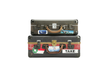 Vintage Suitcases with Stickers