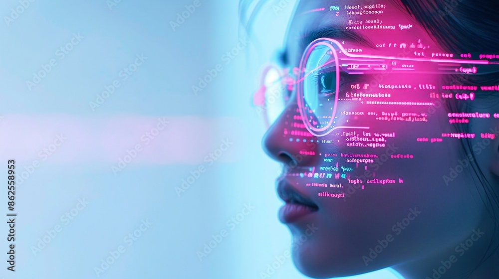 Poster head with binary code background