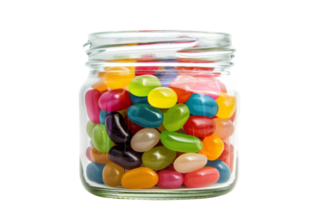 Colorful Jelly Beans in Glass Jar