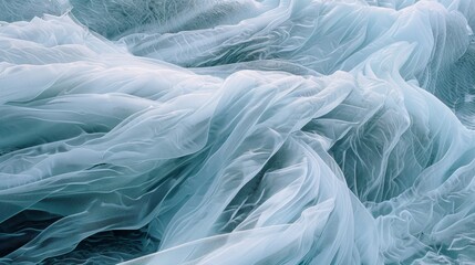 A graceful display of fabric on a glacier almost mimicking the surrounding frozen streams.