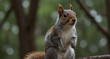 Obraz premium Curious Squirrel in Forest
