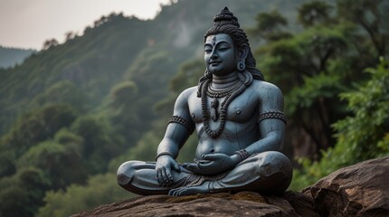 Fototapeta premium Serene Shiva Statue in Nature