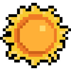 Pixel art cartoon summer sun icon