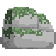 Pixel art stone with moss element 7
