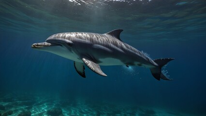 Fototapeta premium Graceful Dolphin Swimming Underwater
