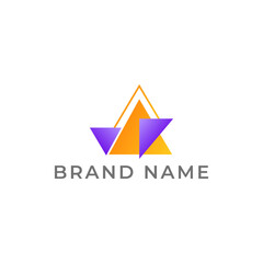ILLUSTRATION TRIANGLE SIMPLE  GRADIENT PURPLE ORANGE COLOR TECH LOGO ICON MODERN SIMPLE TEMPLATE ELEMENT DESIGN VECTOR