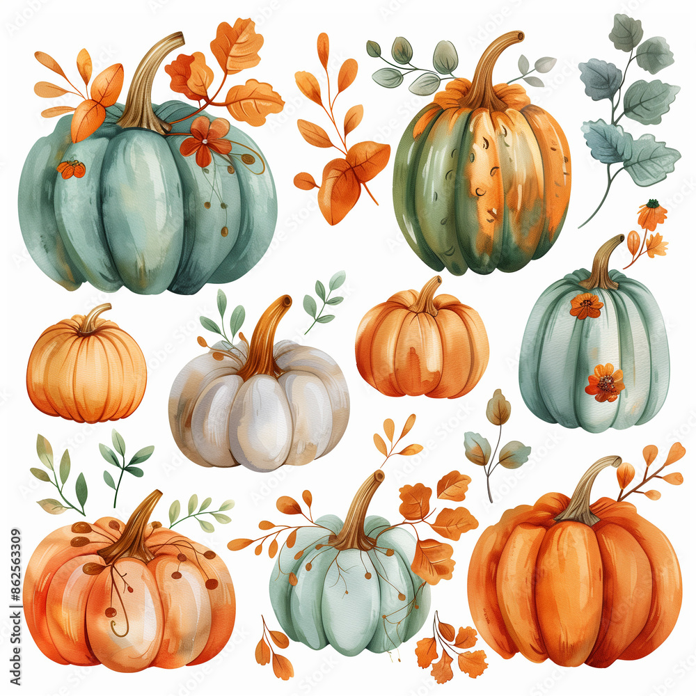 Wall mural set of pumpkins