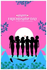Happy international friendship day greeting card, Happy Friendship day vector illustration with text and love elements for celebrating friendship day. Respect for friend. 